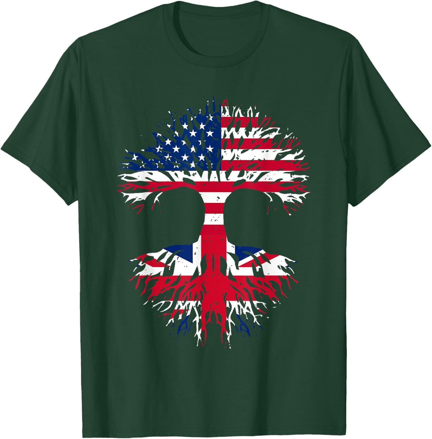 British Roots American Grown Tree USA Flag United Kingdom Women Men T-Shirt - T-Shirt | Forest