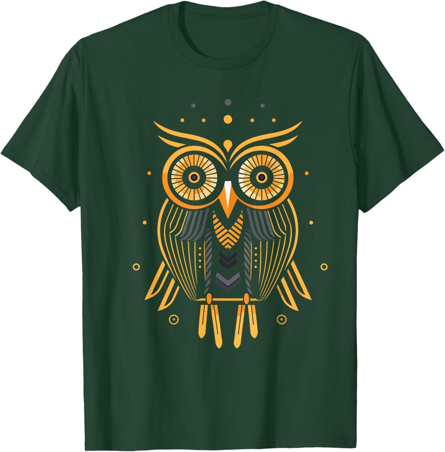 Retro Owl - Abstract Geometric Mid Century Modern T-Shirt - T-Shirt | Forest