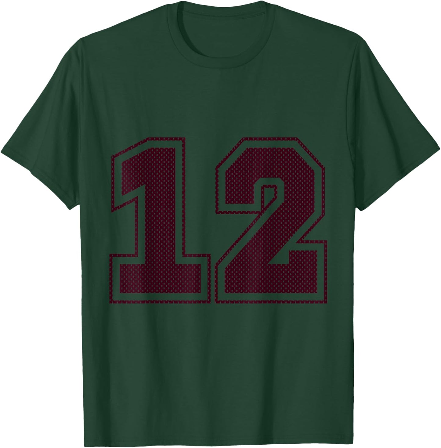 Sports #12 Maroon Mesh Print Jersey Style T-Shirt - T-Shirt | Forest