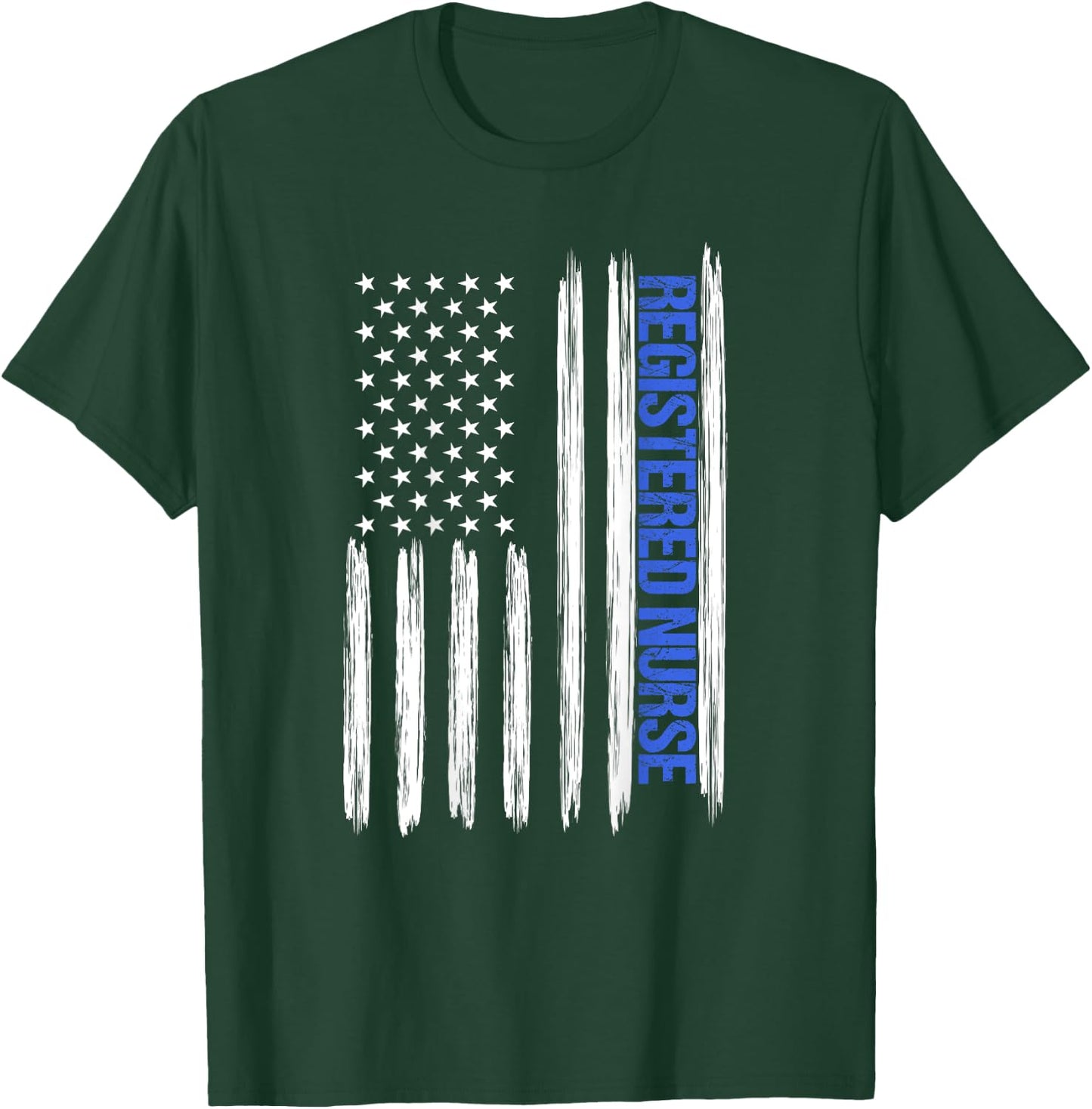 Registered Nurse Distressed American Flag BACK PRINT Women Men T-Shirt - T-Shirt | Forest