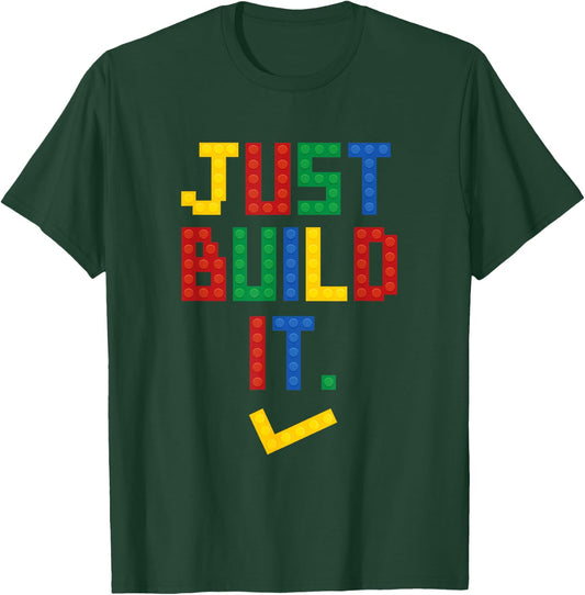 Just Build It Master Builder Building Block Boys Girls T-Shirt - T-Shirt | Forest