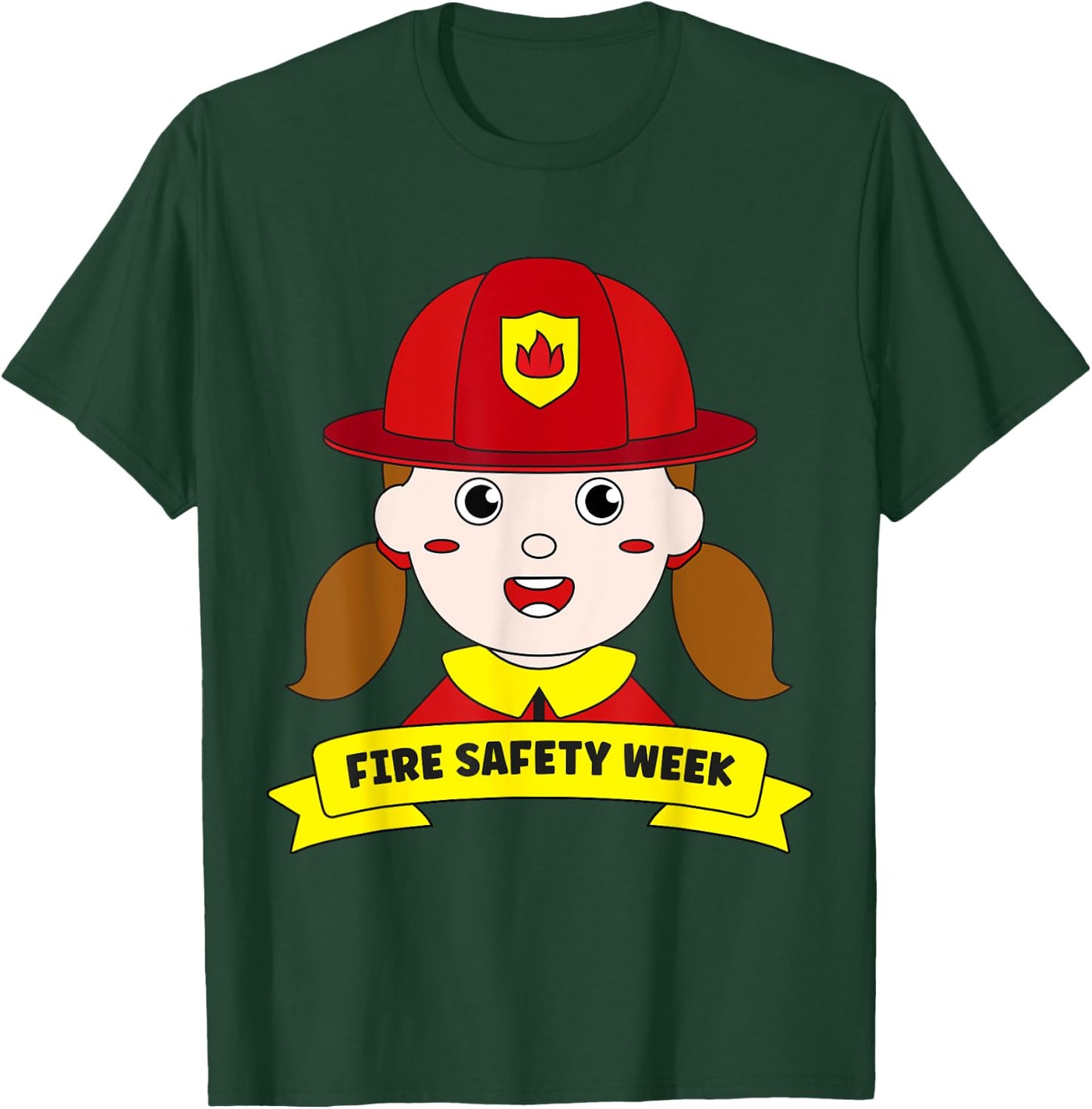 Fire Safety Week Firefighter Prevention Fireman Girl Hero T-Shirt - T-Shirt | Forest