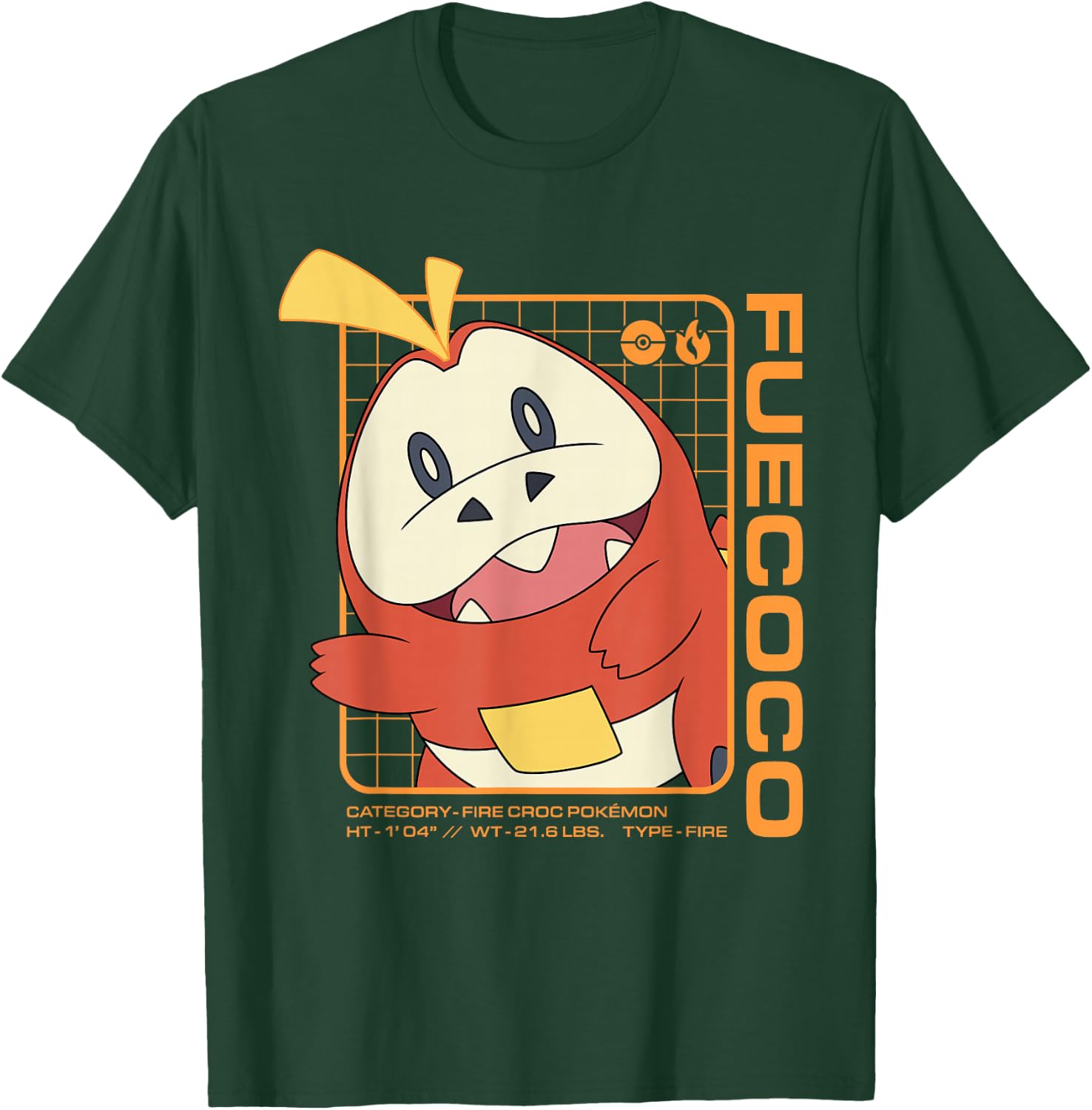 Pokémon - Fuecoco Stats T-Shirt - T-Shirt | Forest