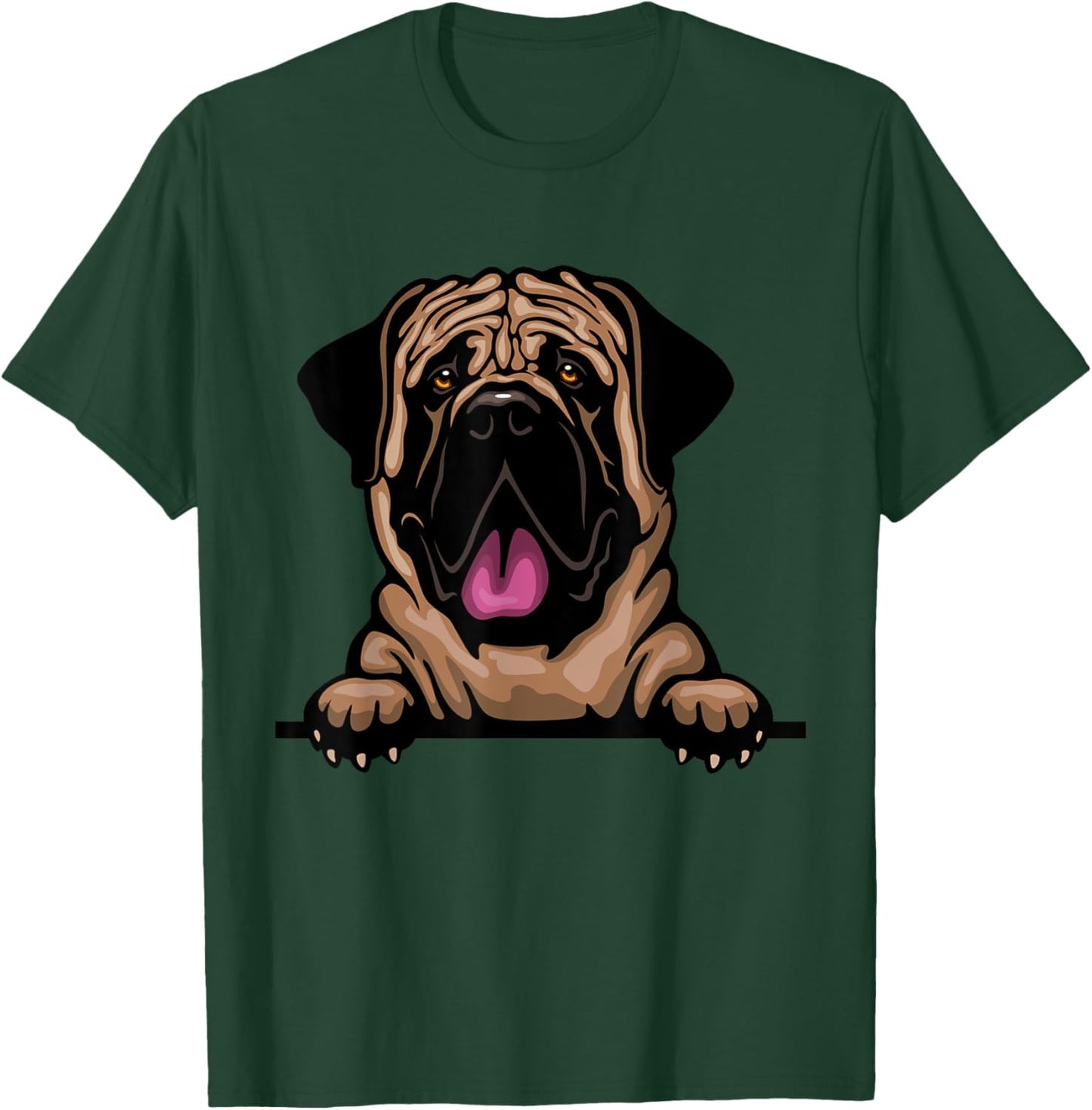 Jaption Dekun Dogs English Mastiff Dog Breed Popping Up - Grey, Women's, Small, Short Sleeve, Classic Fit, Cotton 50% Polyester 50% T-Shirt - T-Shirt | Forest