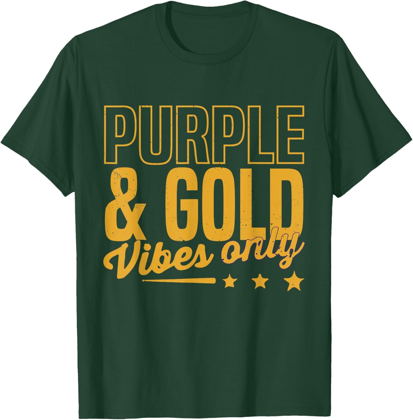 Purple And Gold Vibes Only Game Day For High School Football T-Shirt - T-Shirt | Forest