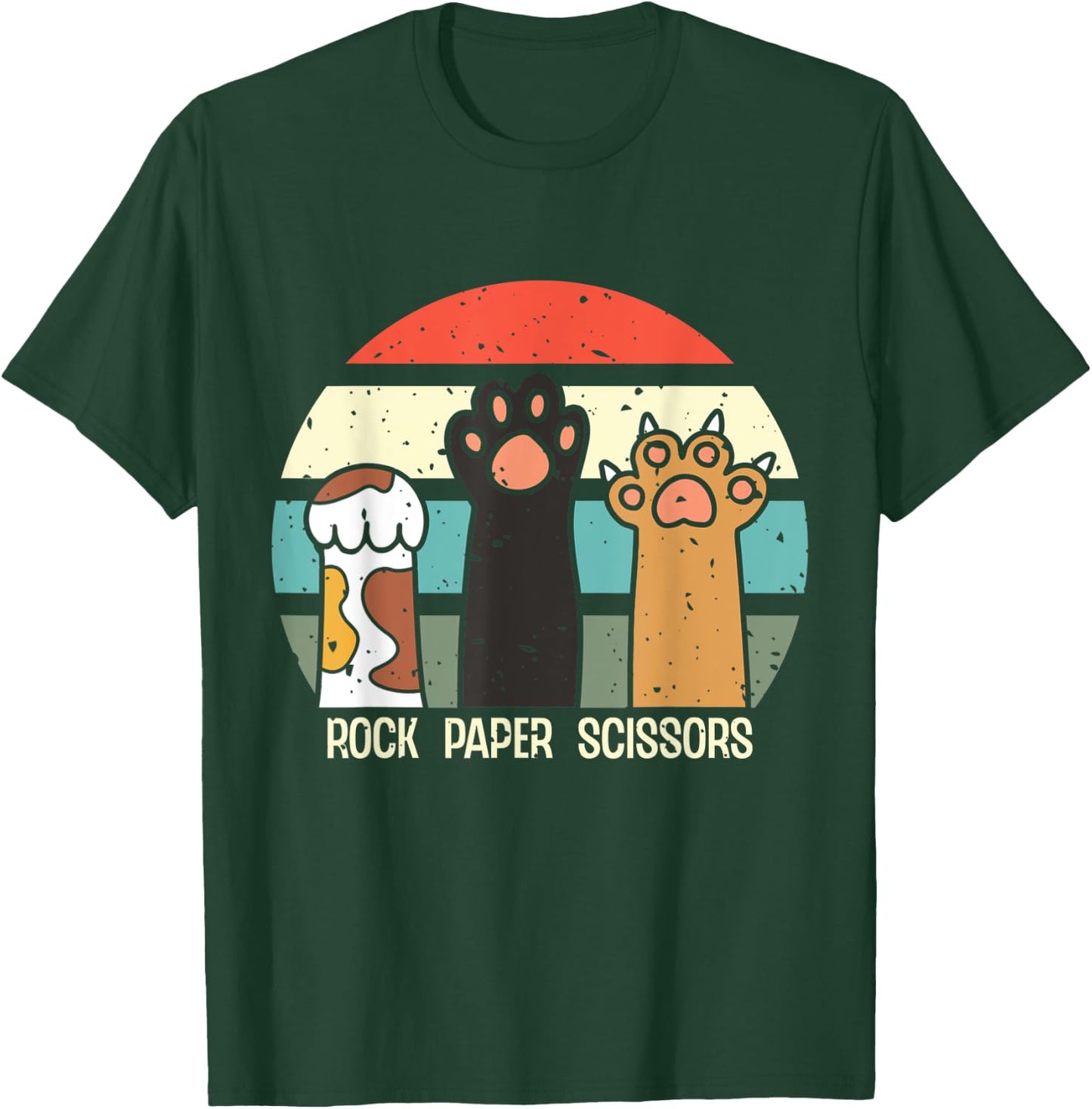Rock Paper Scissors Hand Game Meme Animal Paw Cat Women Girls Kids T-Shirt - T-Shirt | Forest