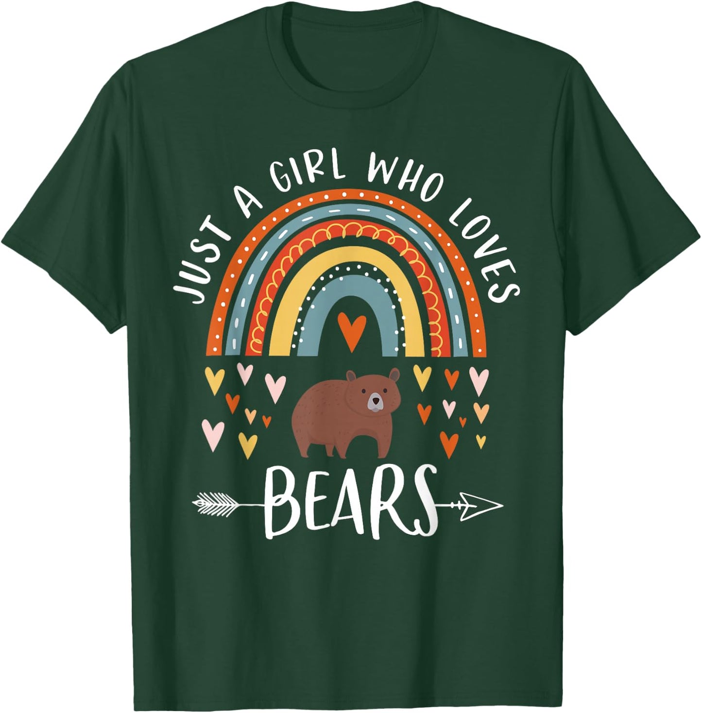 Just A Girl Who Loves Bears Rainbow Gifts Brown Bear Lover T-Shirt - T-Shirt | Forest