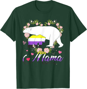 Funny Mama Bear Non-Binary Agender Genderqueer Pride Month T-Shirt - T-Shirt | Forest