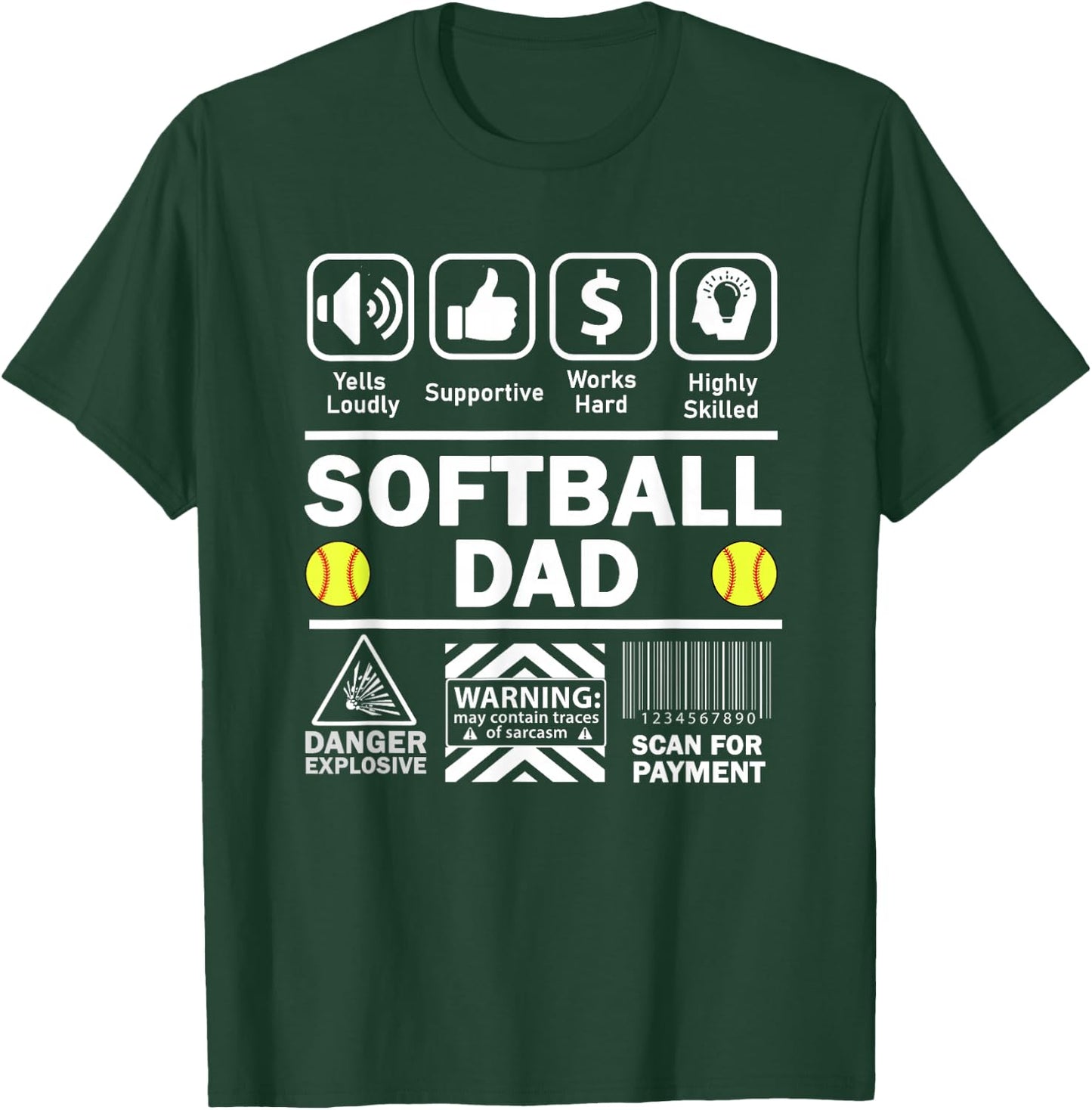 Softball Dad Funny Contents of Sports Father T-Shirt - T-Shirt | Forest