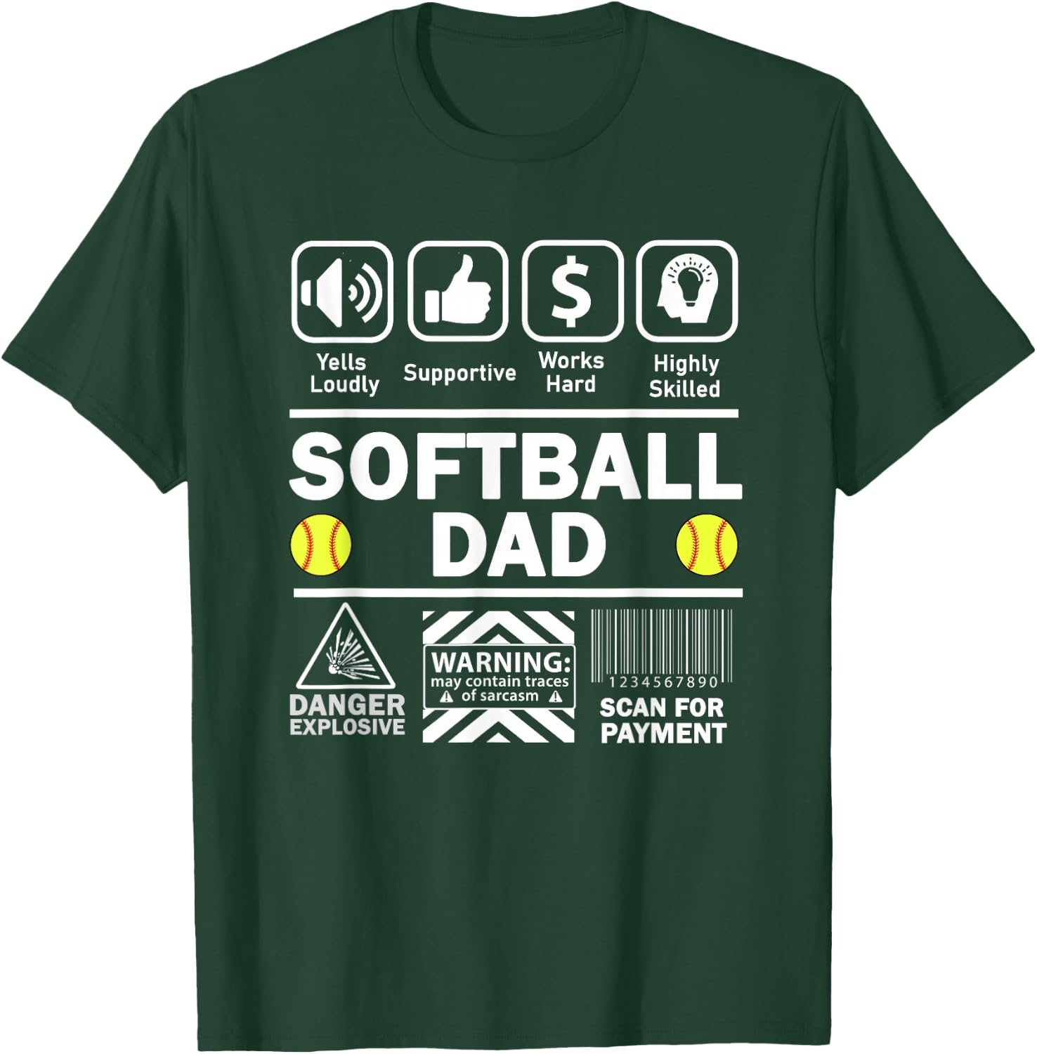 Softball Dad Funny Contents of Sports Father T-Shirt - T-Shirt | Forest