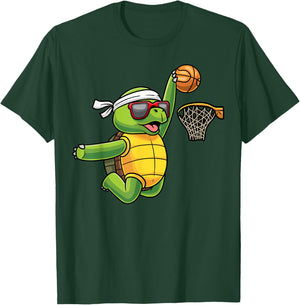 Turtle Playing Basketball Sports Sea Tortoise Player Kids T-Shirt - T-Shirt | Forest
