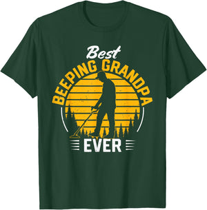 Best Beeping Grandpa Ever Metal Detecting Grandfather Men T-Shirt - T-Shirt | Forest