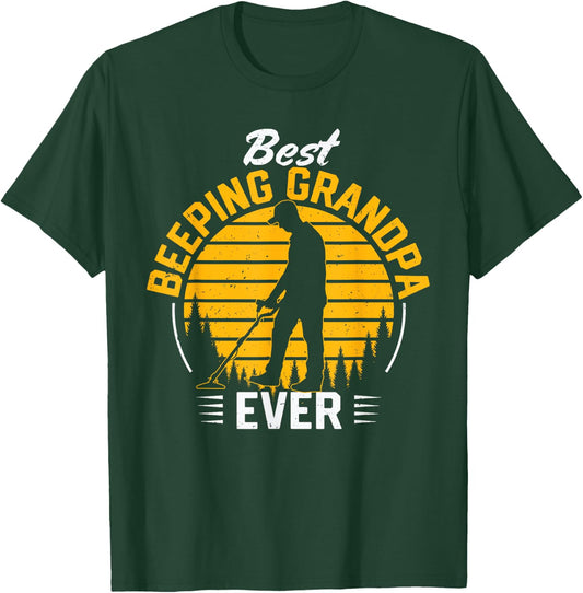Best Beeping Grandpa Ever Metal Detecting Grandfather Men T-Shirt - T-Shirt | Forest