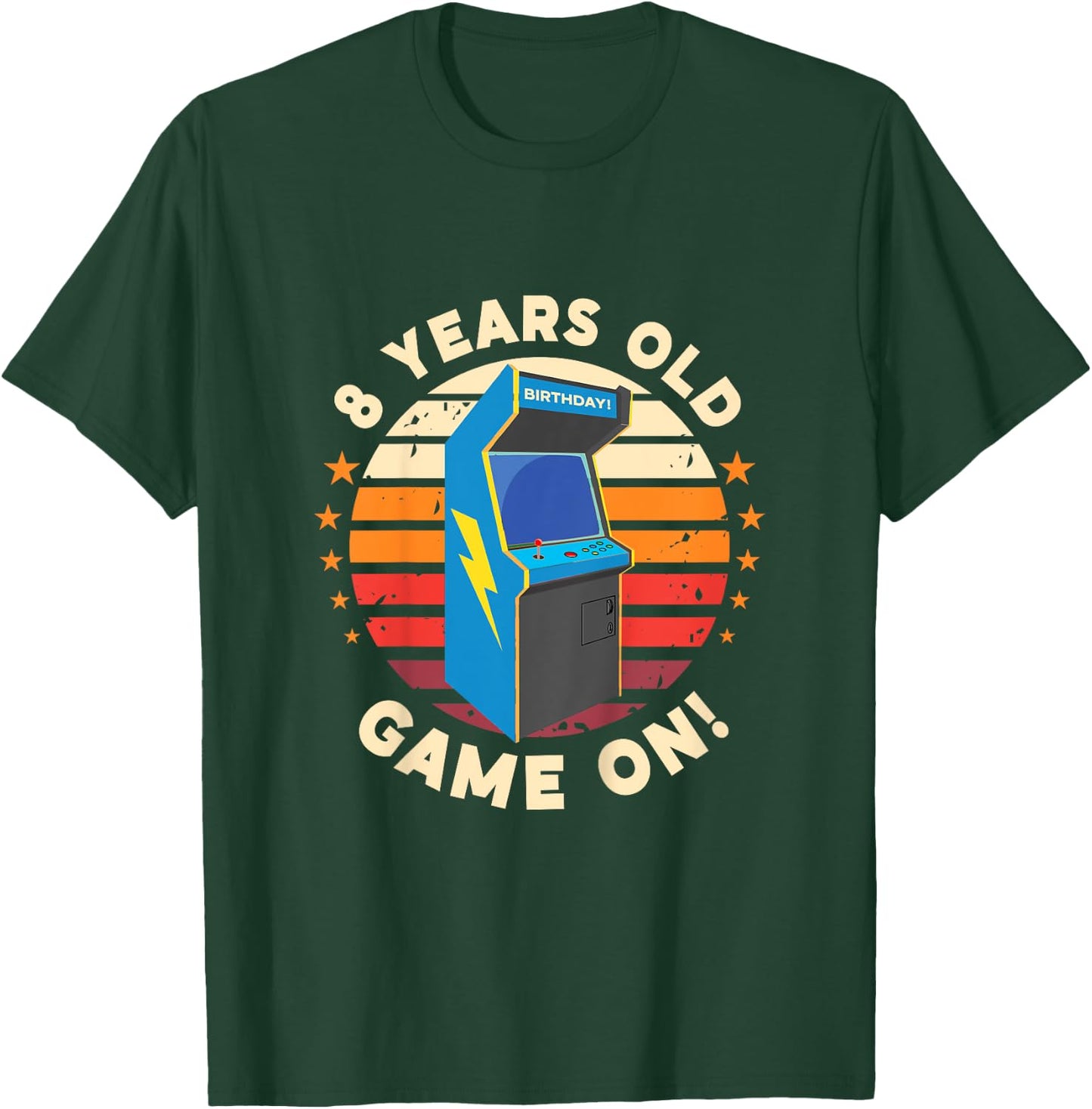 8 Year Old Birthday Wear Retro Arcade Game On Arcade Theme T-Shirt - T-Shirt | Forest