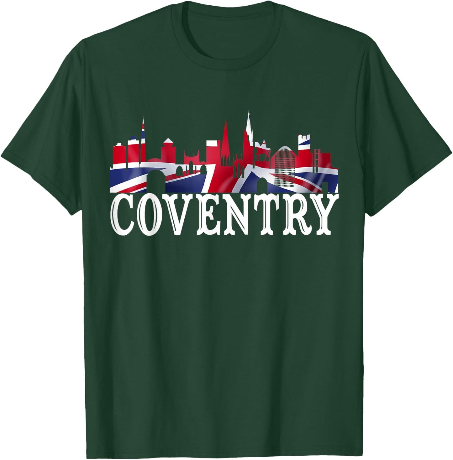 Coventry City Skyline - I Love Coventry England UK Flag T-Shirt - T-Shirt | Forest