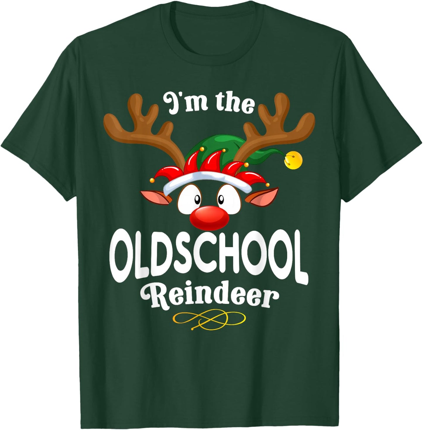 Christmas PJS Oldschool XMas Reindeer Matching T-Shirt - T-Shirt | Forest