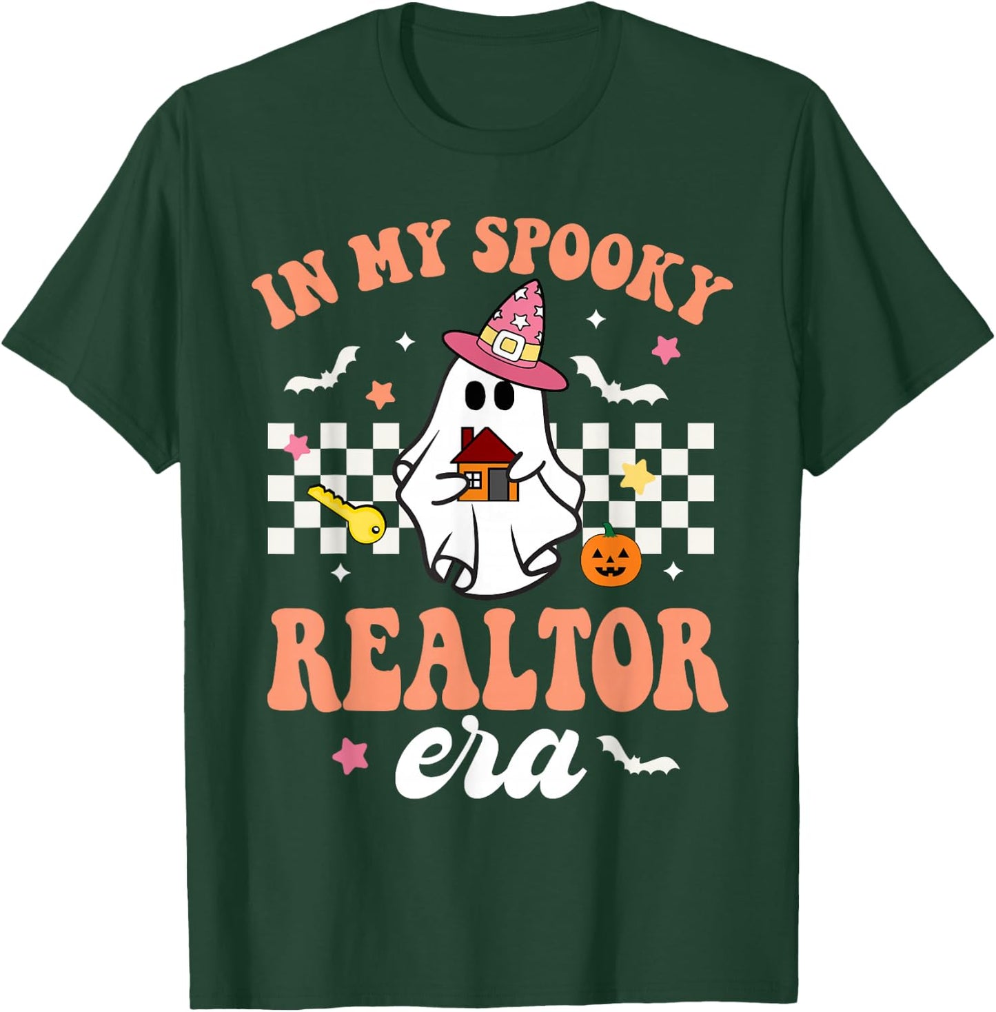 Groovy In My Spooky Realtor Era Ghost Funny Halloween T-Shirt - T-Shirt | Forest