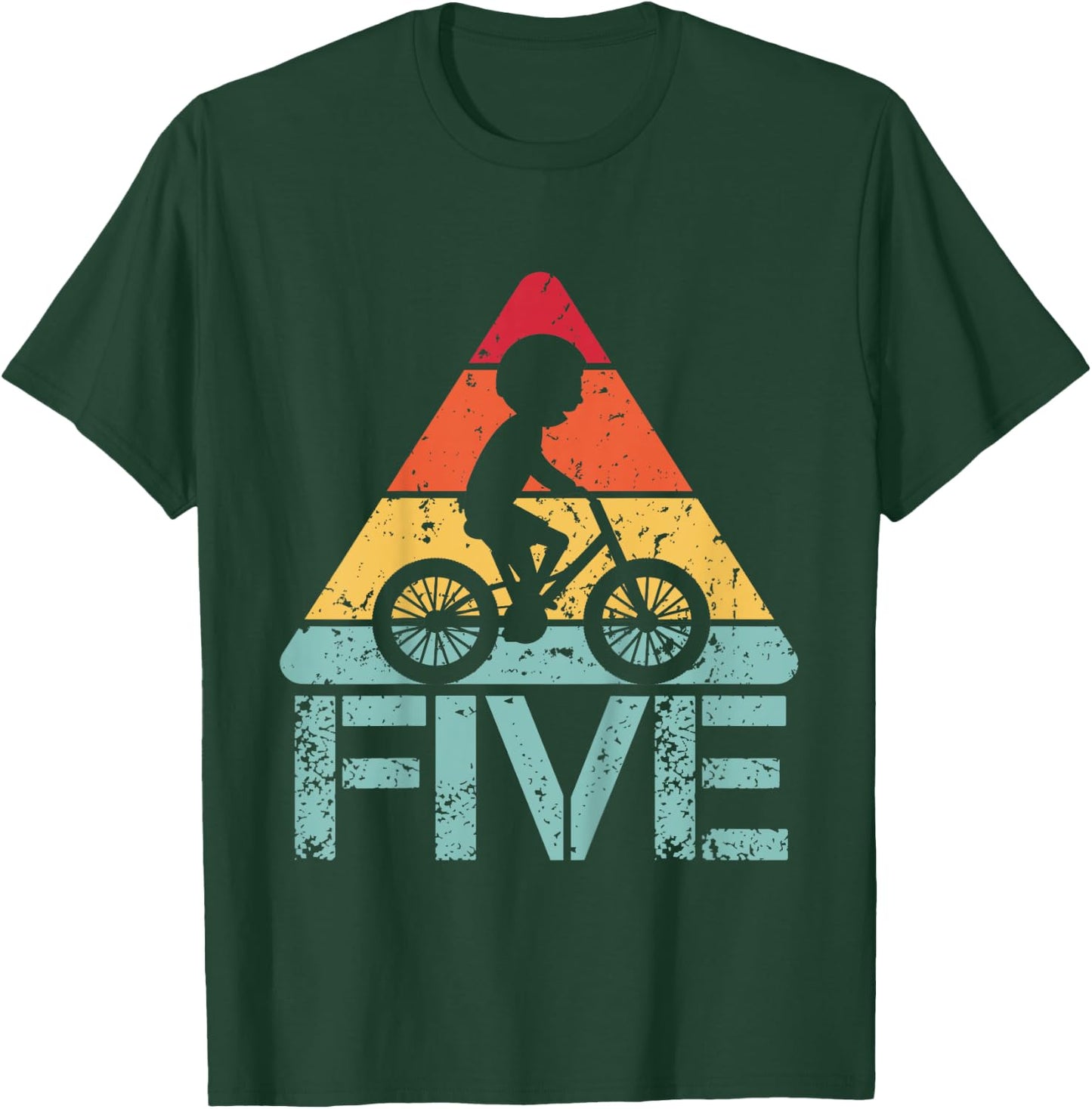 Cyclist Five Birthday Cycling 5th 5 Year Old Bike Birthday T-Shirt - T-Shirt | Forest