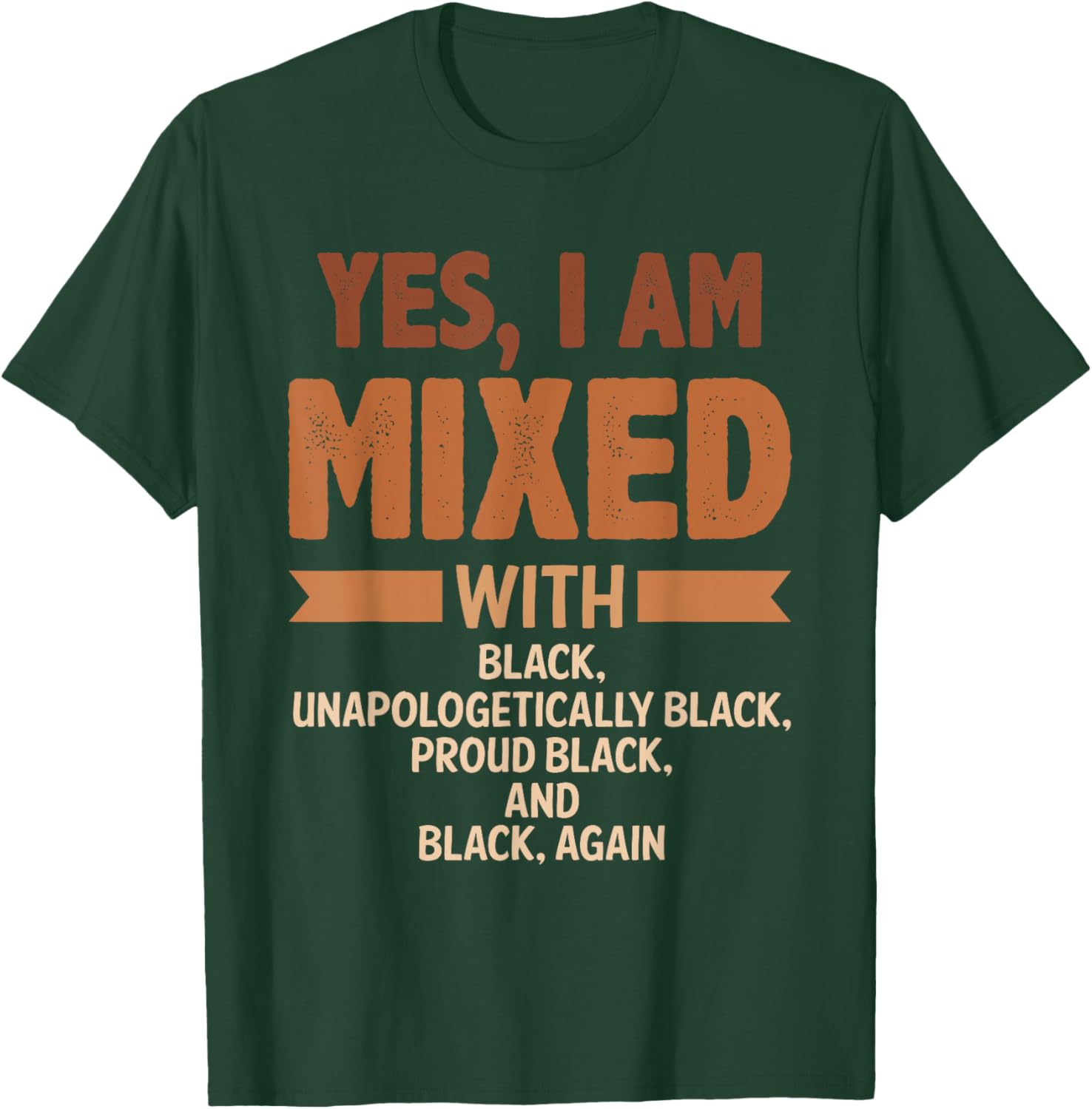 Yes I Am Mixed with Black History Month Cool BLM Melanin Small T-Shirt - T-Shirt | Forest