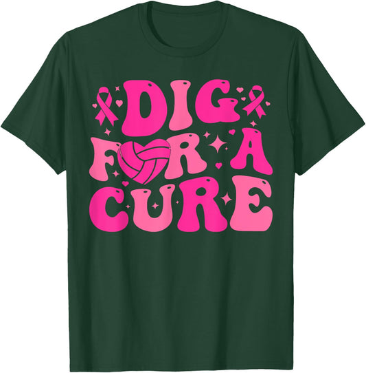 Dig For A Cure Breast Cancer Awareness Volleyball Pink Out T-Shirt - T-Shirt | Forest