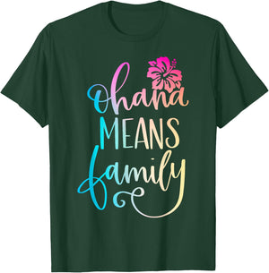Ohana Means Family Casual Beach Outfit Hawaii Summer Beach T-Shirt - T-Shirt | Forest