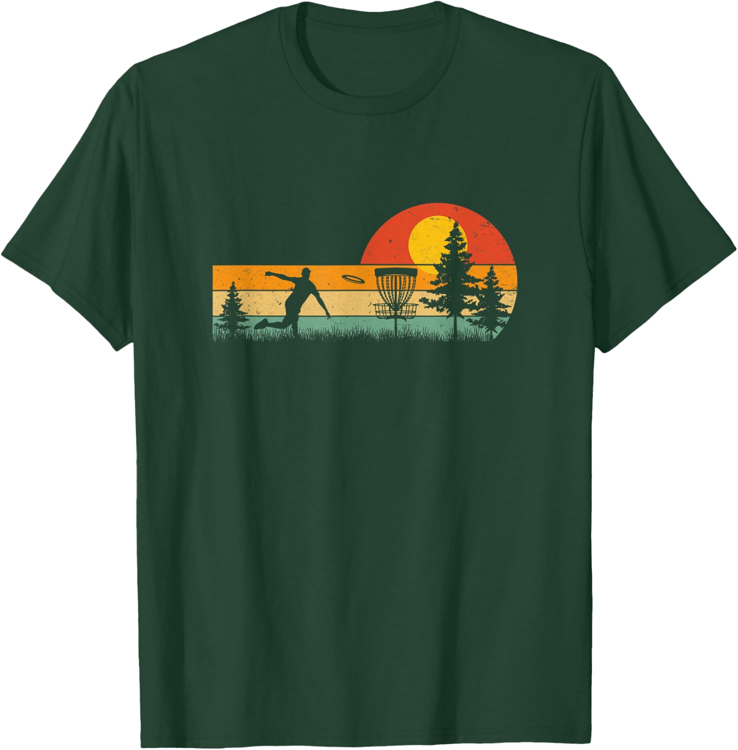 Vintage Disc Golf Design Frisbee Golf Basket Tree Player T-Shirt - T-Shirt | Forest