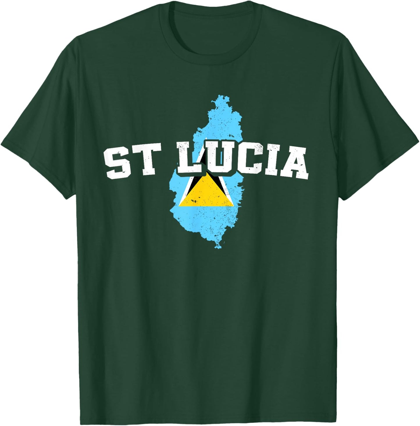 St Lucia Map and Flag Souvenir Saint Lucian T-Shirt - T-Shirt | Forest