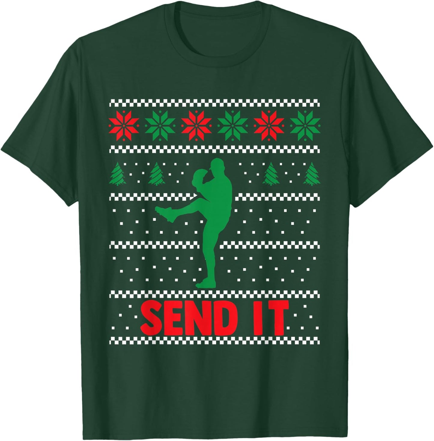 Funny Baseball Player - Christmas Xmas Send It T-Shirt - T-Shirt | Forest