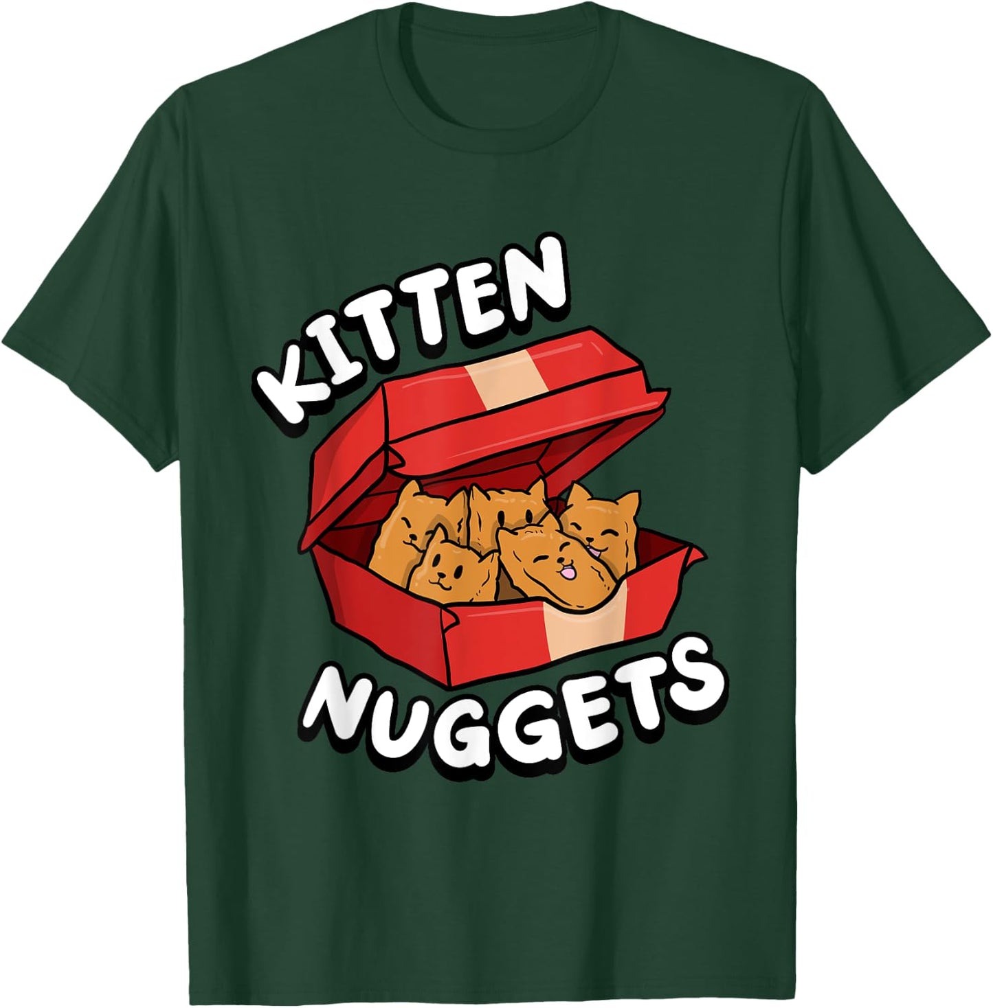 Kitten Nuggets Fried Chicken Lover Foodie Cute Cat T-Shirt - T-Shirt | Forest