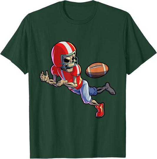 Football Halloween Shirt Boys Men Skeleton Halloween T-Shirt - T-Shirt | Forest