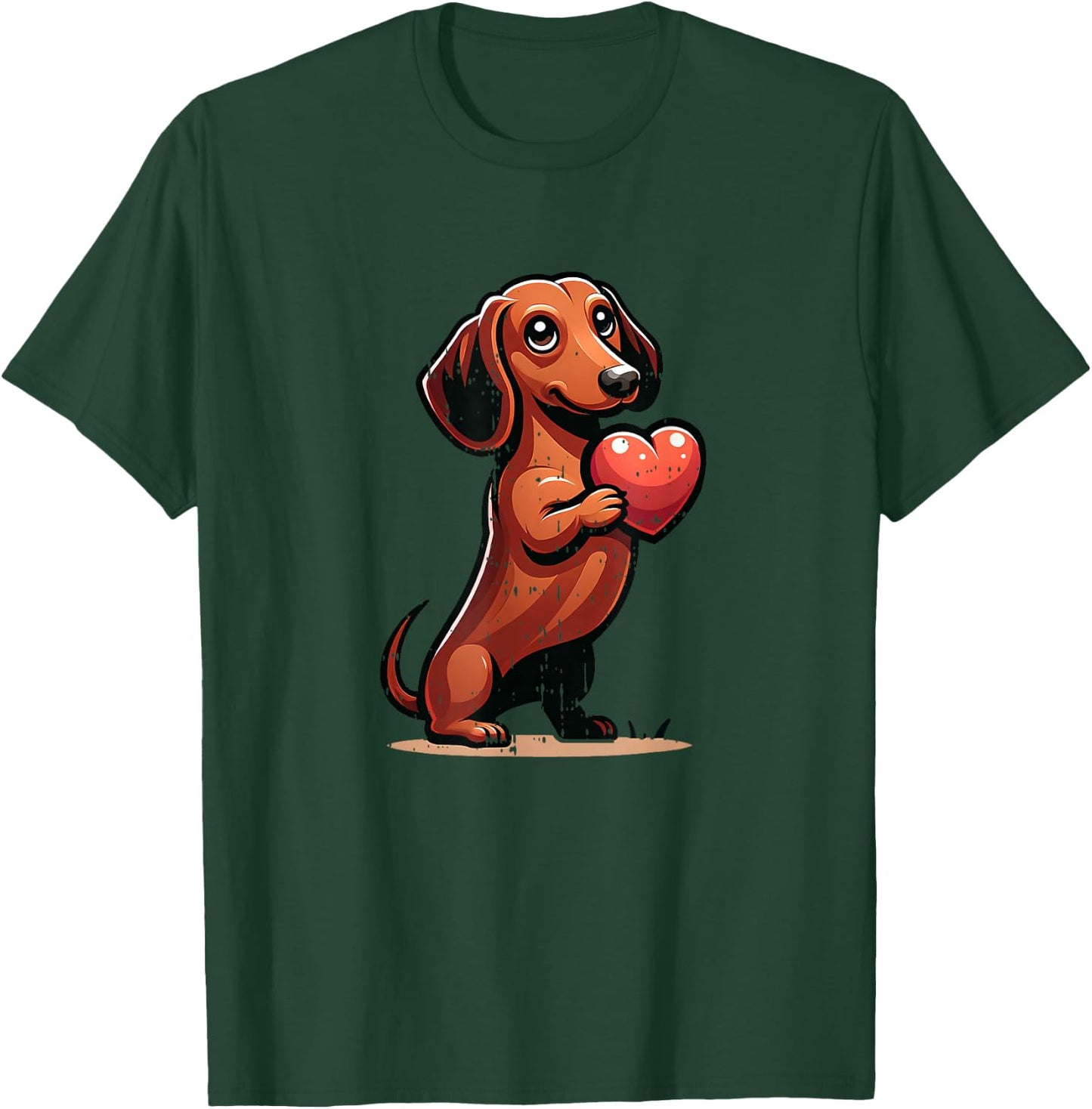 Cute Dachshund Valentines Day Heart Lover Dog Mom Dad Women T-Shirt - T-Shirt | Forest