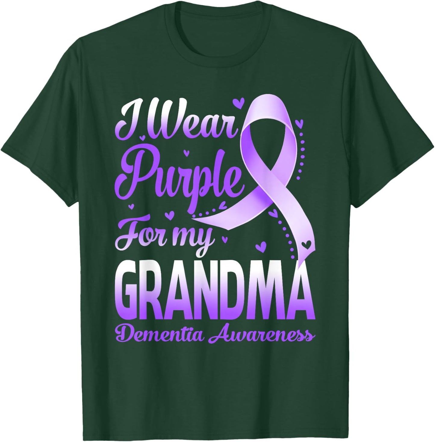 I Wear Purple For My Grandma Dementia Awareness Ribbon T-Shirt - T-Shirt | Forest