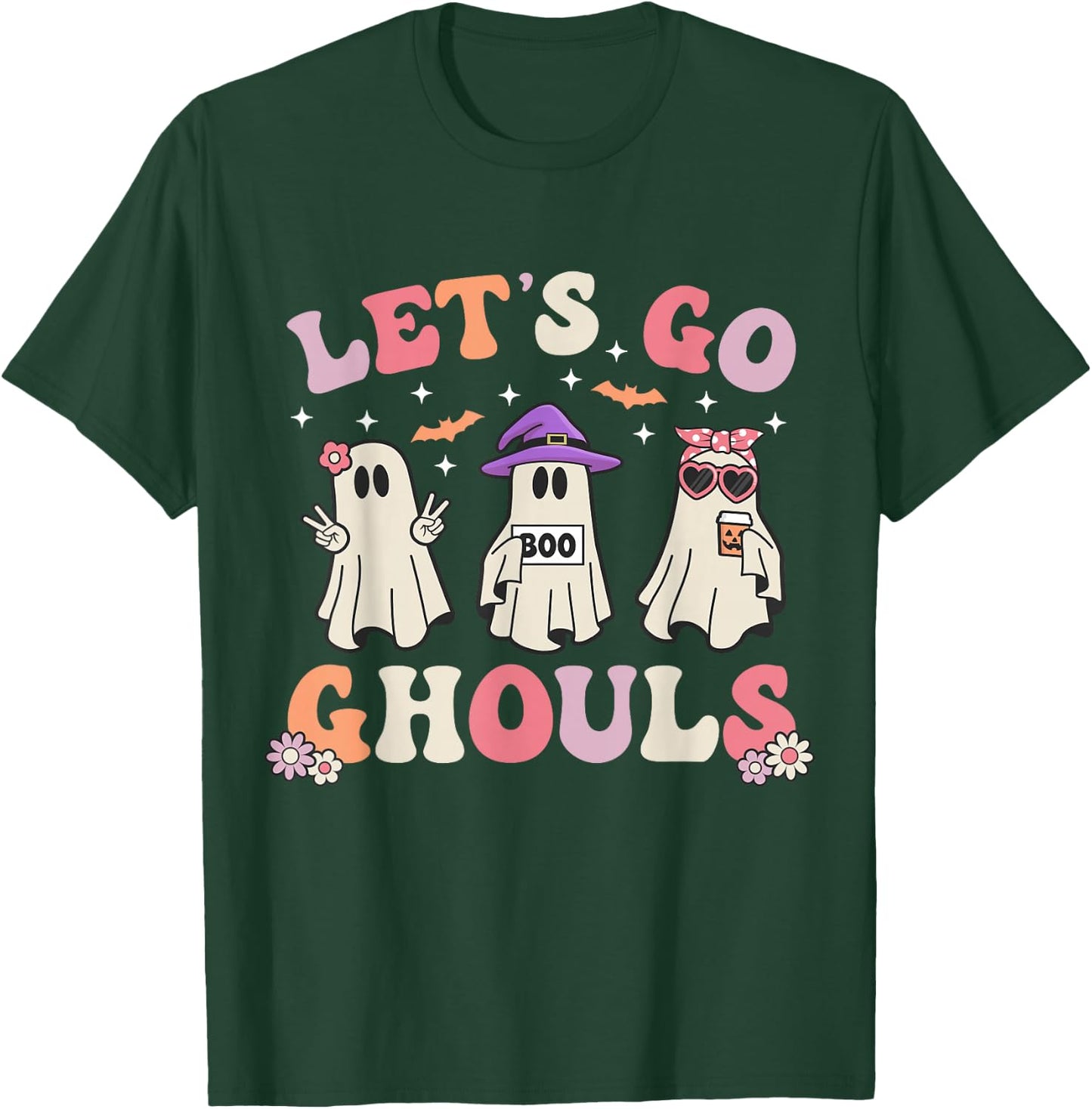 Lets Go Ghouls Retro Halloween Ghost Women Toddler Girl T-Shirt - T-Shirt | Forest