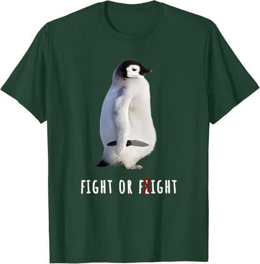 Fight Or Flight Funny Penguin Meme Anxiety Psychologist Pun T-Shirt - T-Shirt | Forest