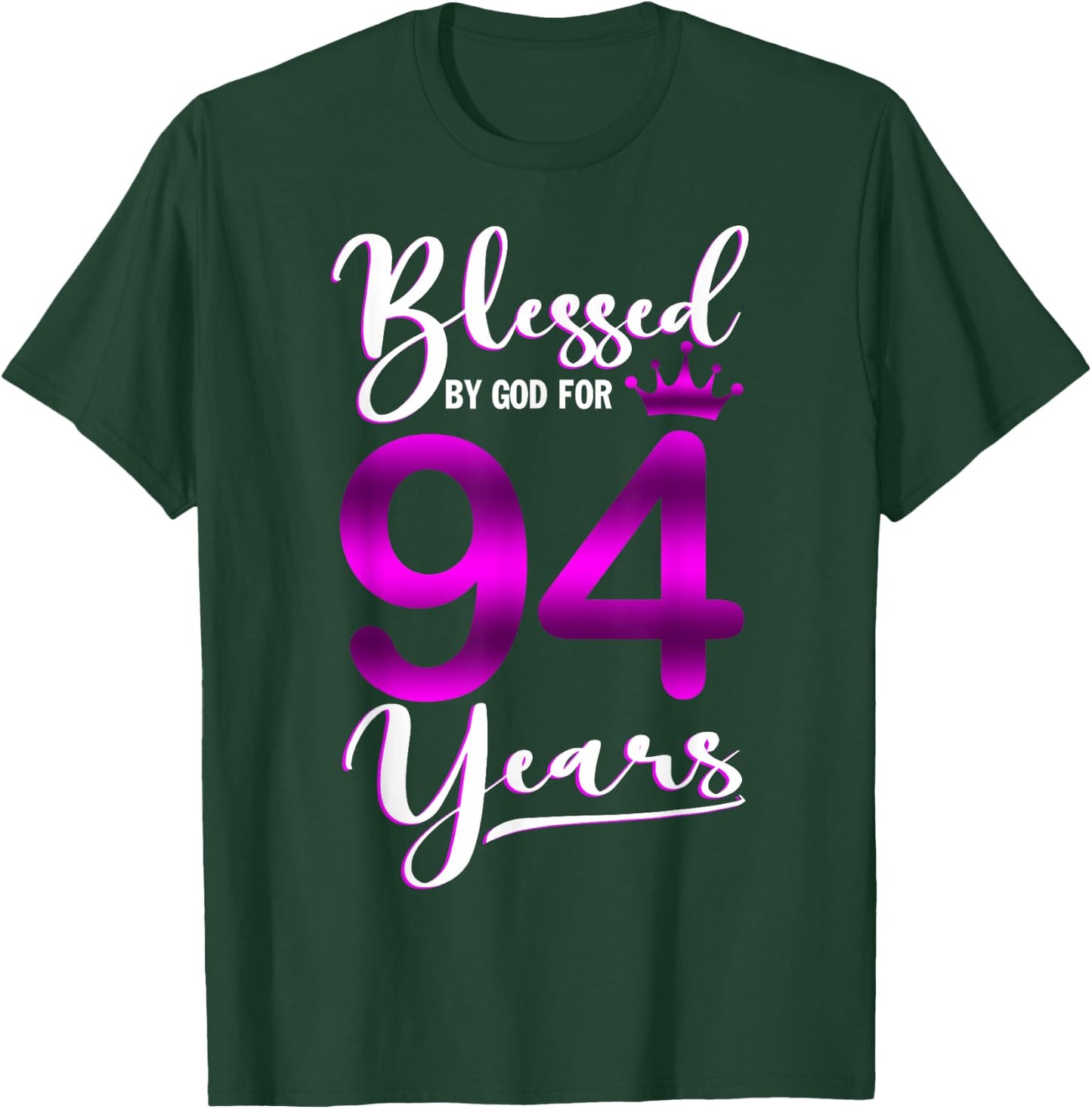 Vintage Blessed by God For 94 Years Old Happy 94th Birthday T-Shirt - T-Shirt | Forest