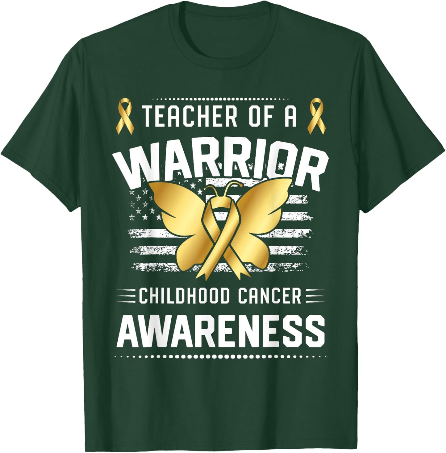 Teacher Of A Warrior Childhood Cancer Awareness T-Shirt - T-Shirt | Forest