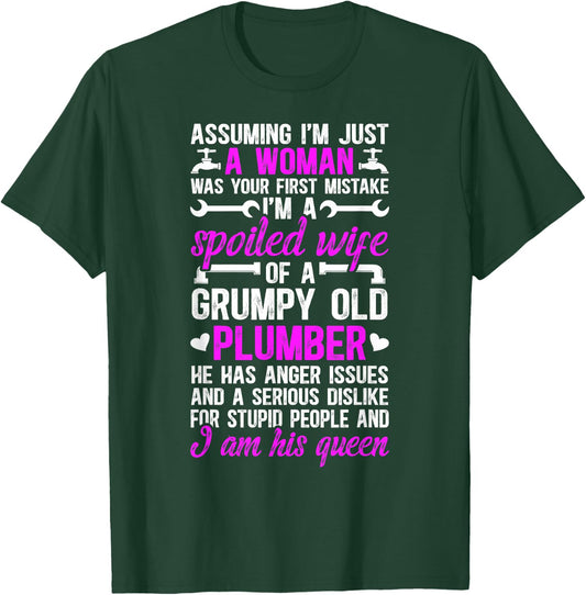 I'm A Spoiled Wife Of A Plumber Wife Funny Plumber's Wife , Small, Black T-Shirt - T-Shirt | Forest