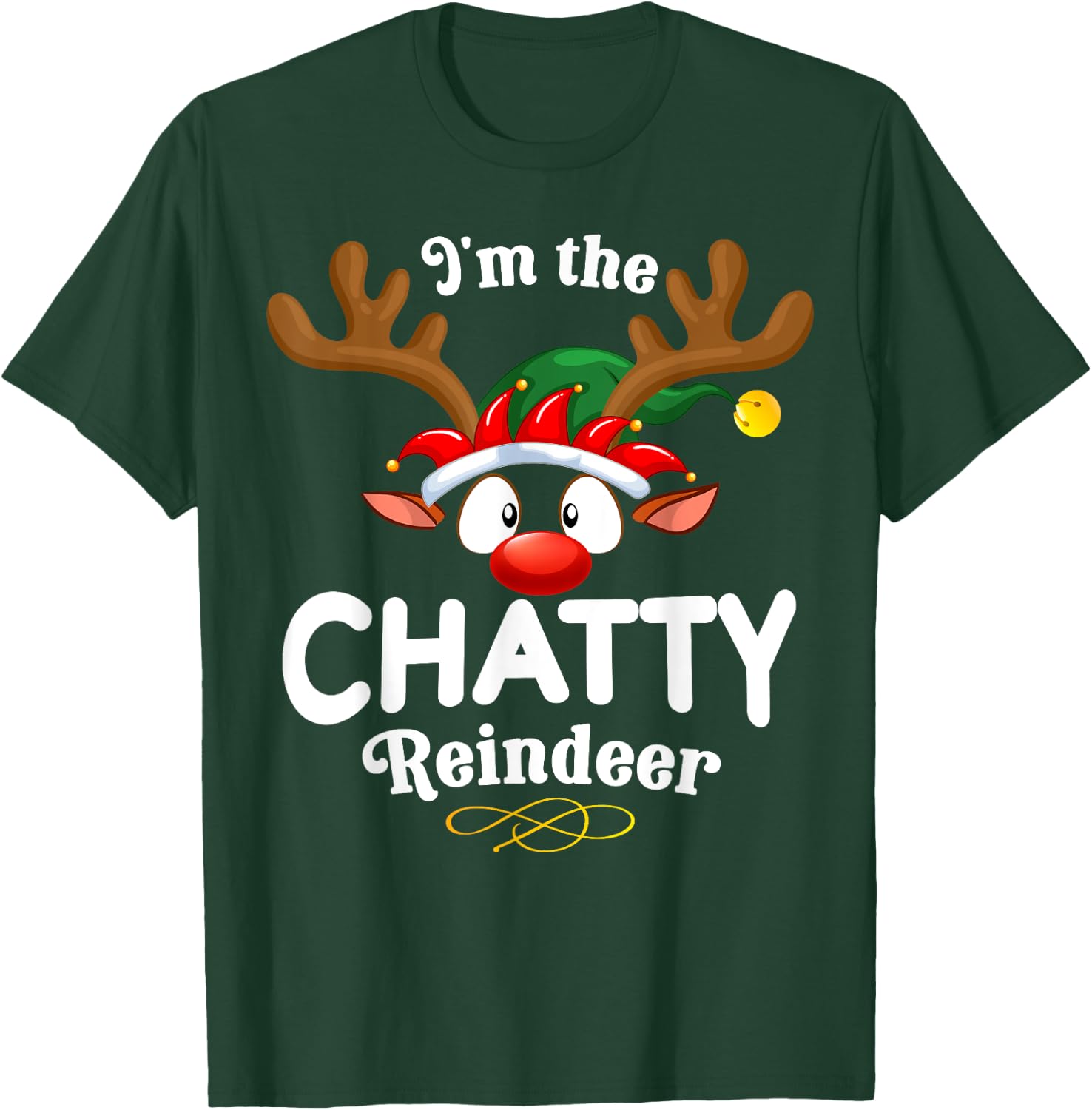 Christmas PJS Chatty Xmas Reindeer Matching T-Shirt - T-Shirt | Forest