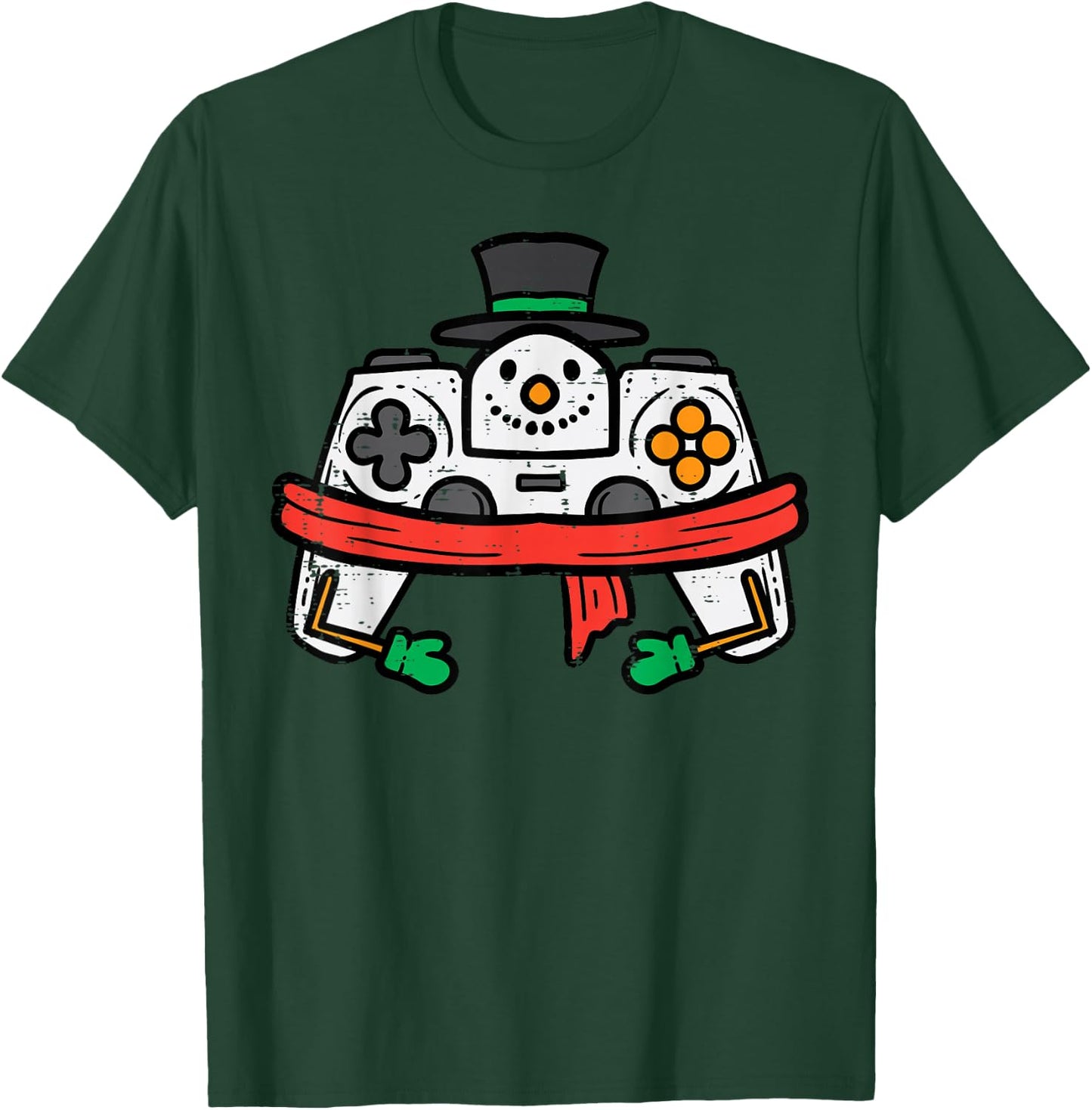 Christmas Snowman Gamer Controller Xmas Gaming Men Boys Kids T-Shirt - T-Shirt | Forest