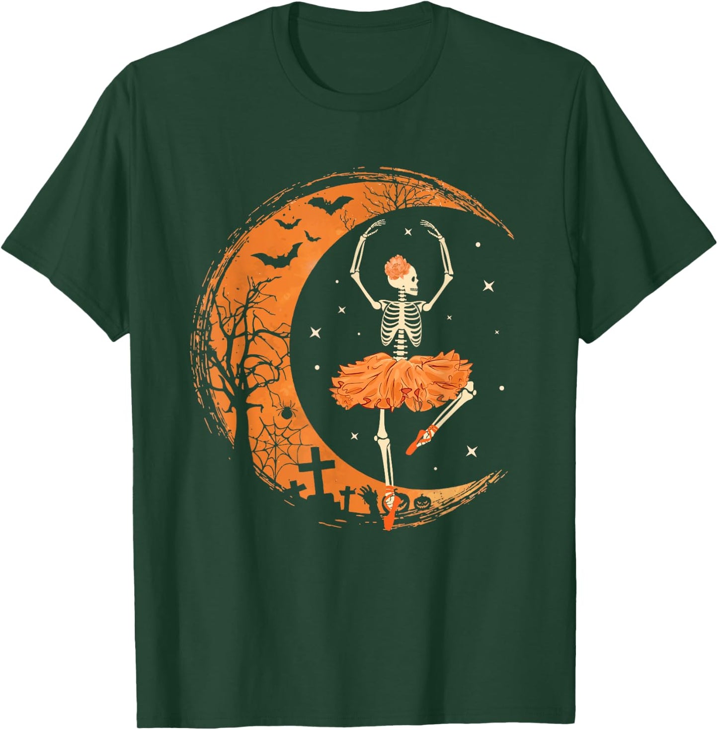 Dancing Skeleton Ballerina Ballet Dance Halloween Women Girl T-Shirt - T-Shirt | Forest