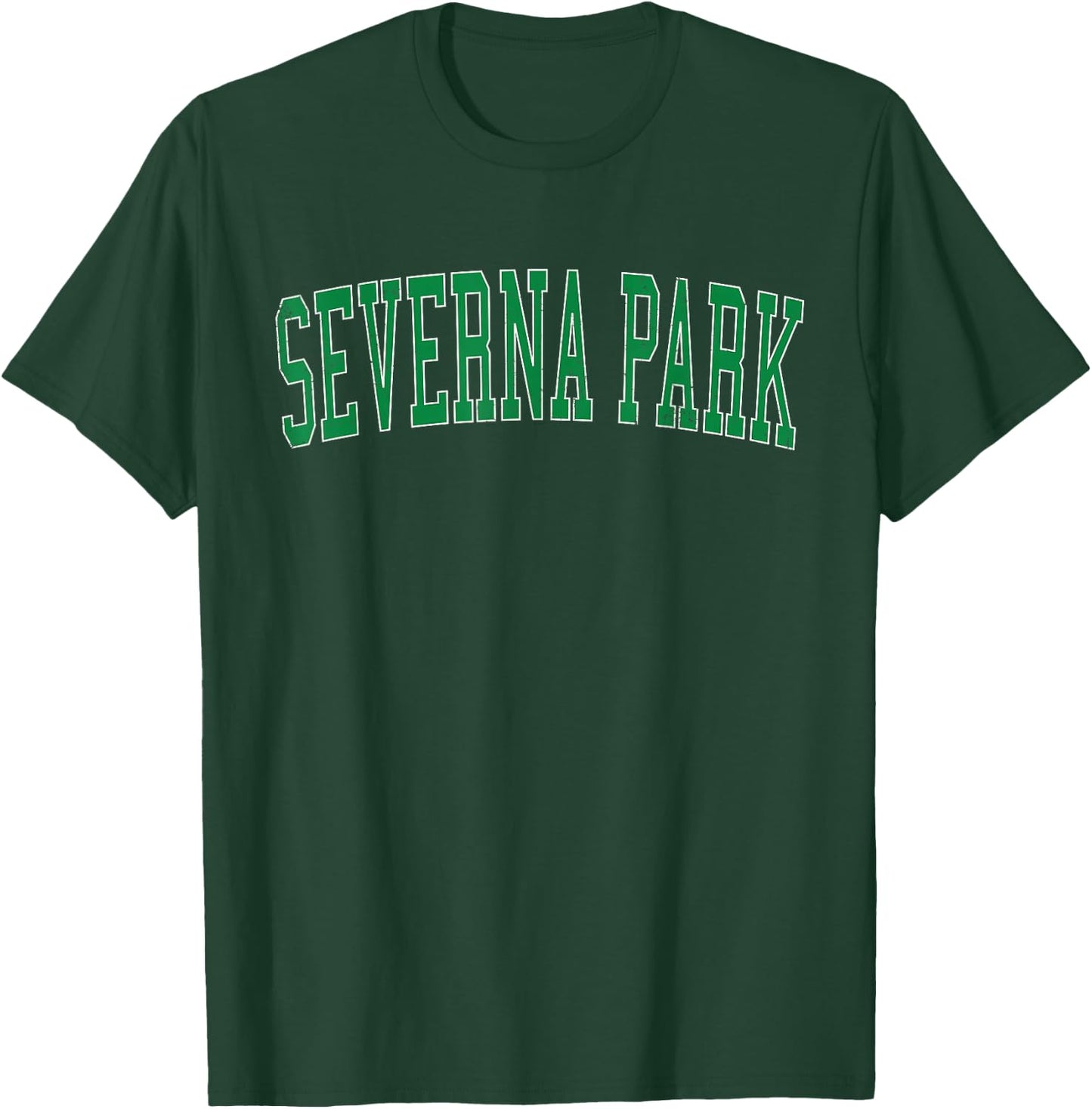 Vintage Severna Park MD Distressed Green Varsity Style T-Shirt - T-Shirt | Forest