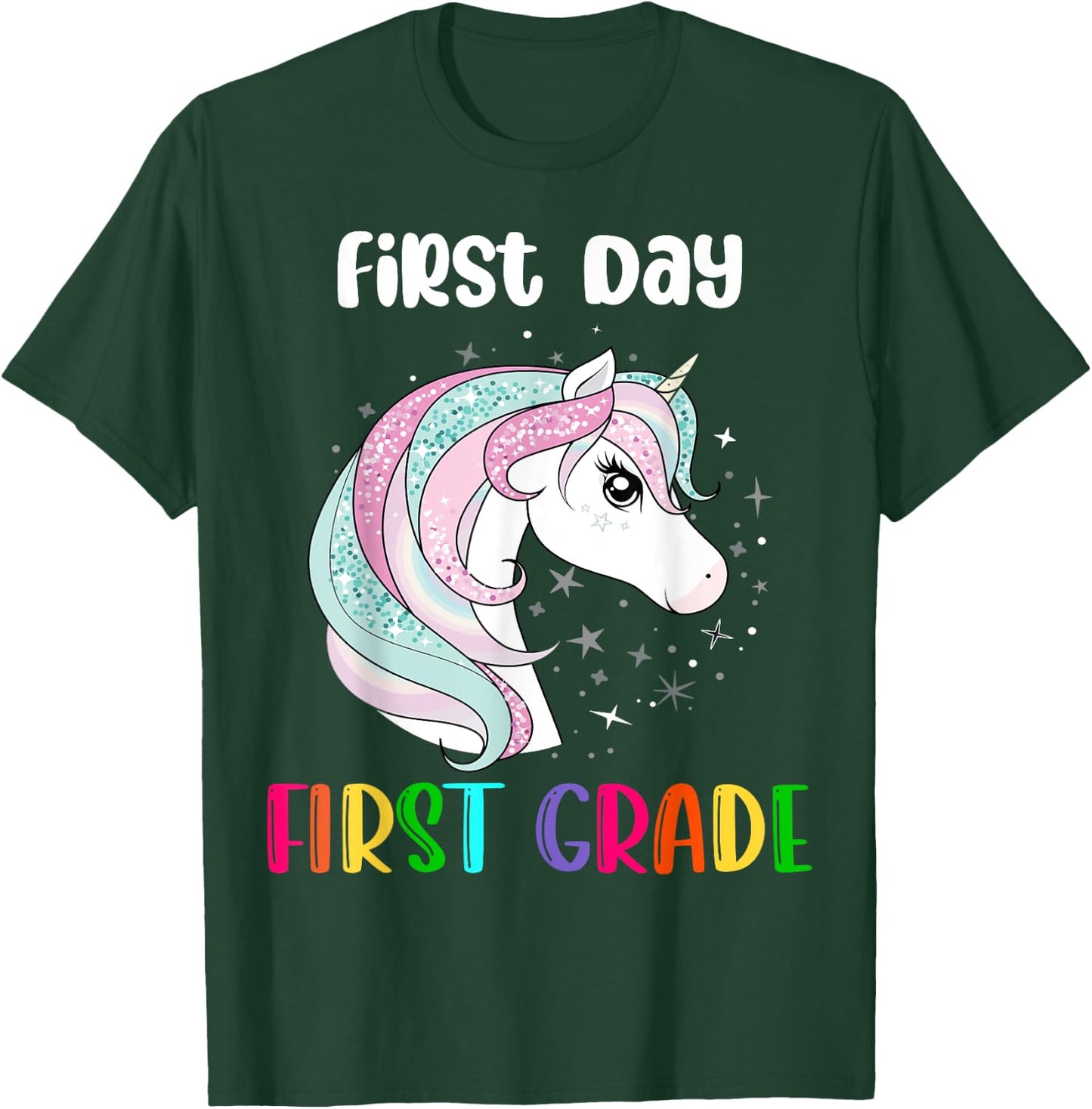 Unicorn First Day Of First Grade 1st Day Of School Girls T-Shirt - T-Shirt | Forest