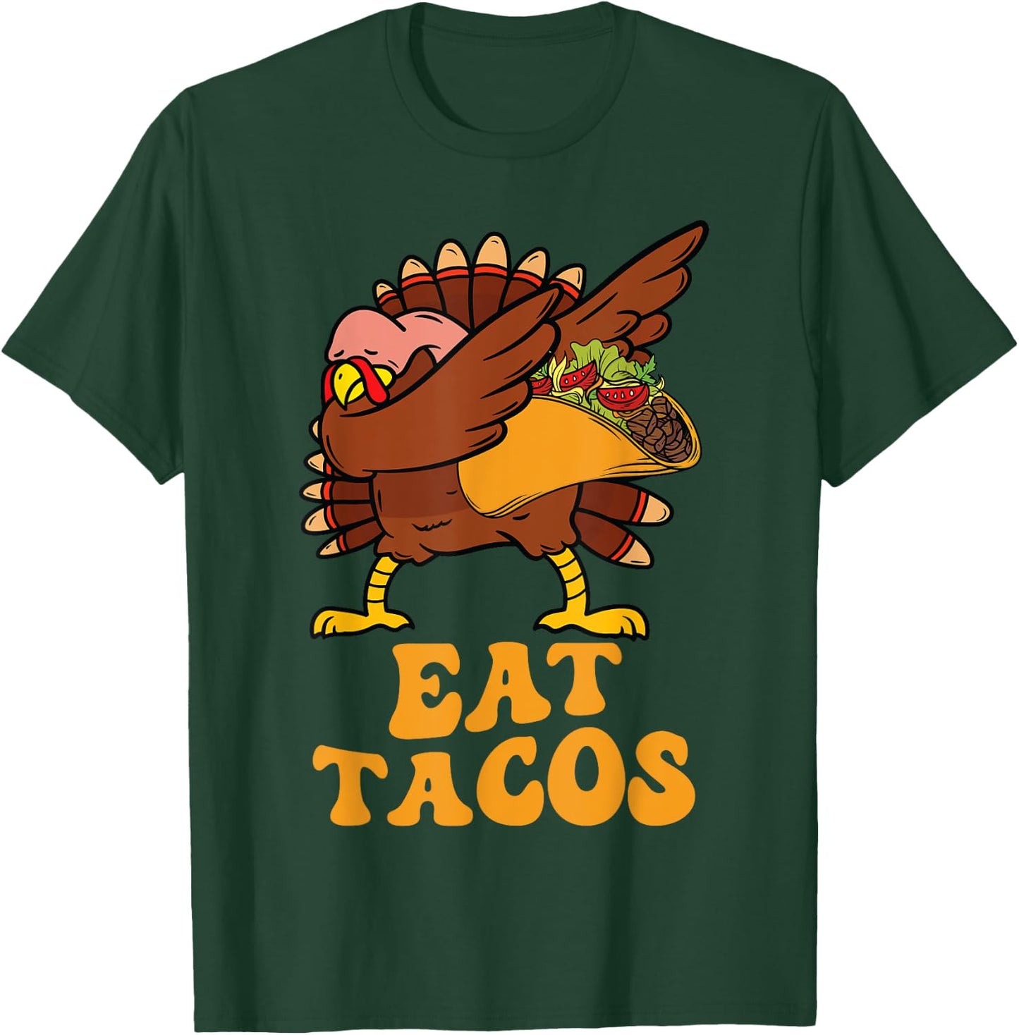Thanksgiving Turkey Eat Tacos Funny Turkey Vegan Kids Boys T-Shirt - T-Shirt | Forest