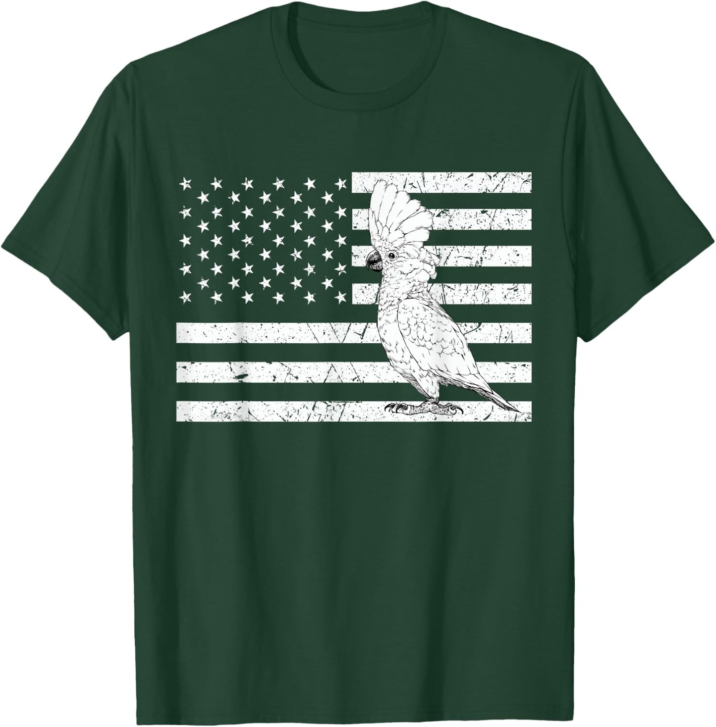 Umbrella Cockatoo 4th of July US American Flag Patriotic T-Shirt - T-Shirt | Forest