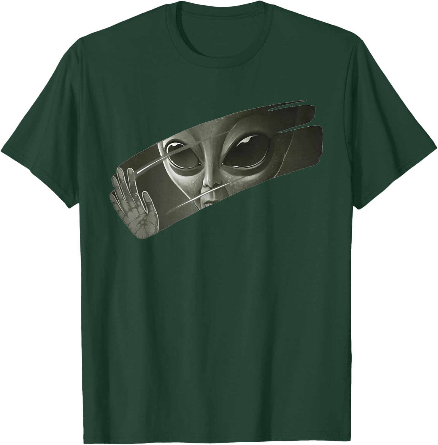 Aliens | Men Women Funny Graphic UFO Alien T-Shirt - T-Shirt | Forest