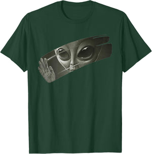 Aliens | Men Women Funny Graphic UFO Alien T-Shirt - T-Shirt | Forest