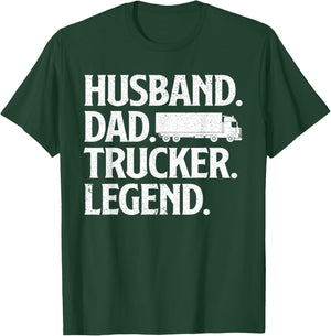 Funny Trucker Art For Truck Driver Husband Men Dad Trucking T-Shirt - T-Shirt | Forest