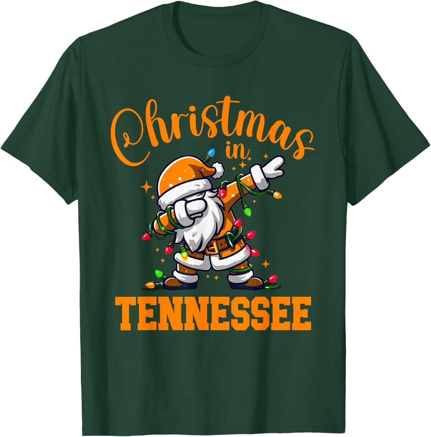 Merry Christmas In Tennessee Funny Dabbing Santa Claus T-Shirt - T-Shirt | Forest