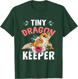 Tiny Dragon Keeper Leopard Gecko Lover Lizard Reptile Flower T-Shirt - T-Shirt | Forest