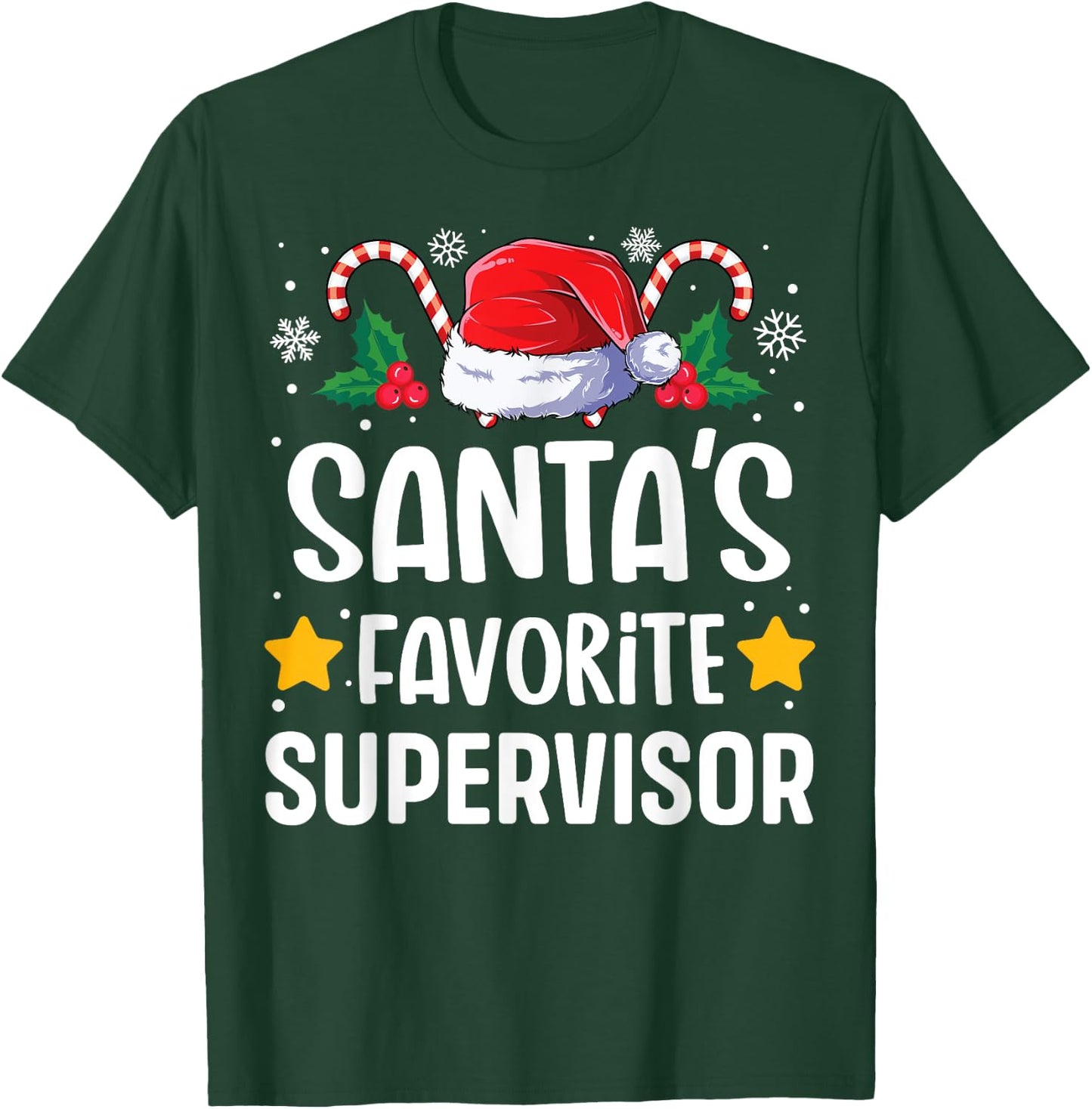 Santas Favorite Supervisor Christmas Matching Group Pajama T-Shirt - T-Shirt | Forest